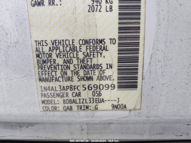 Nissan Altima 2.5 Sv 2015 1N4AL3AP8FC569099 Image 9