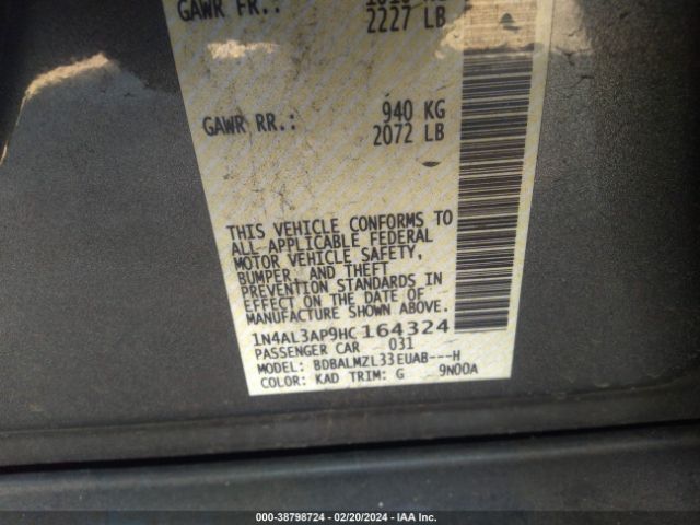 1N4AL3AP9HC164324 Nissan Altima 2.5 Sv