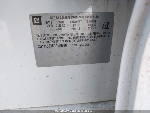 Chevrolet Impala 2lt 2016 2G1115S36G9129990 Image 9