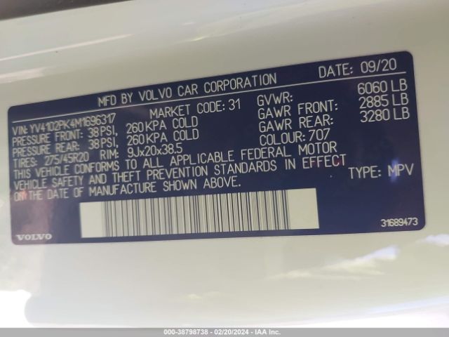 YV4102PK4M1696317 Volvo Xc90 T5 Momentum 7 Passenger
