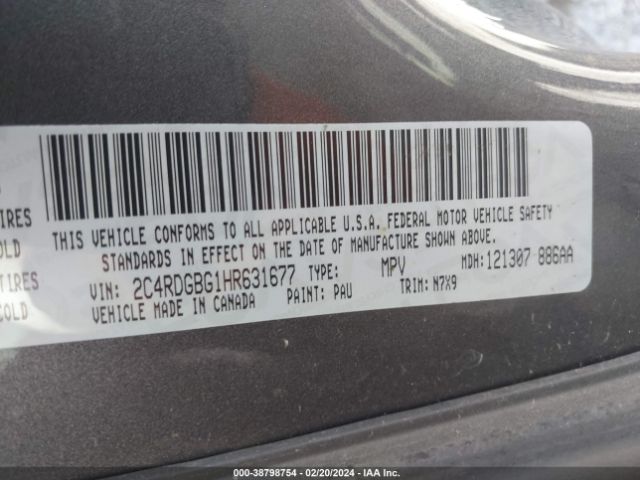 2C4RDGBG1HR631677 Dodge Grand Caravan Se Plus