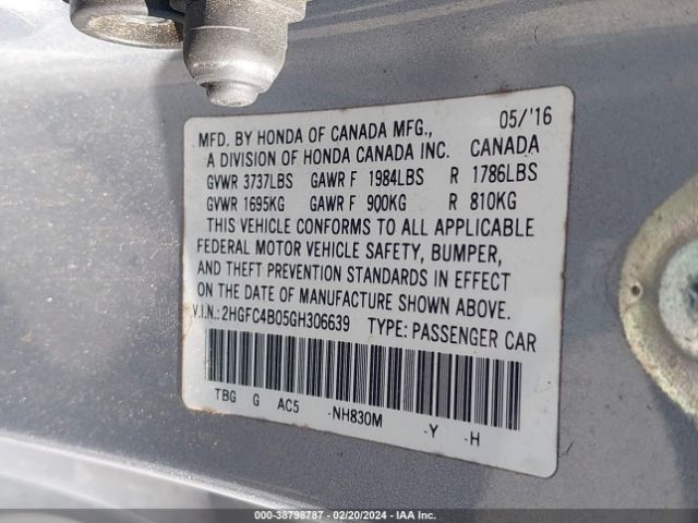 2HGFC4B05GH306639 Honda Civic Lx-p