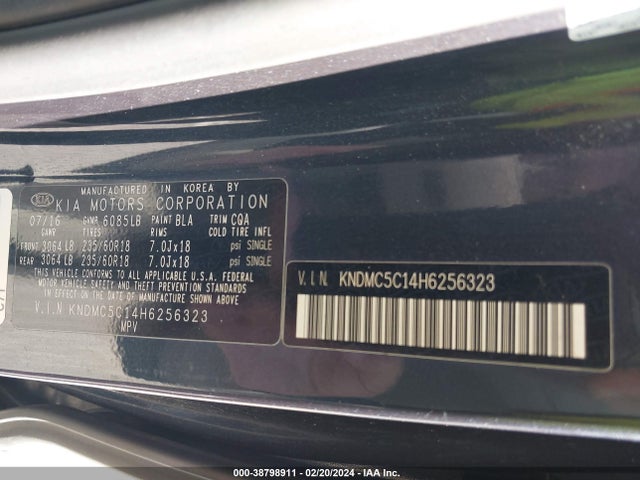 KIA SEDONA EX 2017 KNDMC5C14H6256323 Image 9