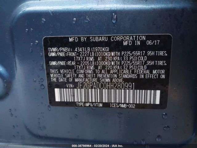 JF2GPADC0HH280991 Subaru Crosstrek 2.0i Premium