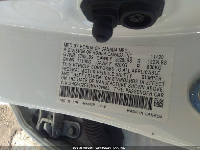 2HGFC2F89MH509663 Honda Civic Sport