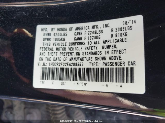 1HGCR2F32EA299865 Honda ACCORD LX