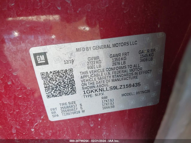GMC Acadia Awd At4 2020 1GKKNLLS9LZ159435 Image 9