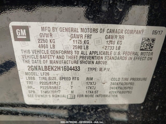 Chevrolet EQUINOX LS 2017 2GNALBEK2H1604433 Image 9