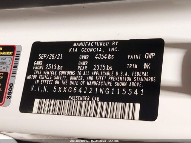 5XXG64J21NG115541 KIA K5 Gt-line