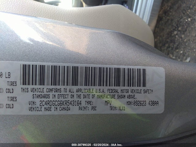 Dodge Grand Caravan Sxt 2019 2C4RDGCG6KR543164 Image 9