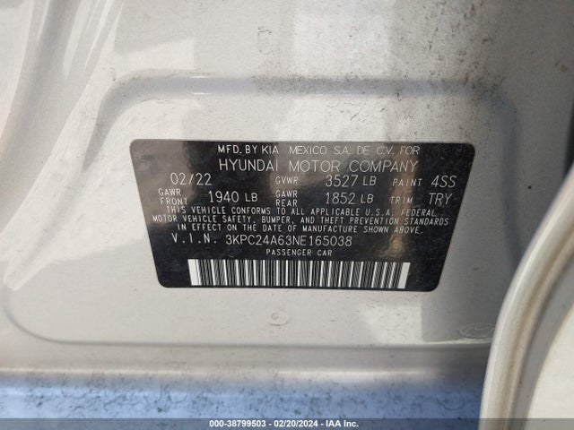 Hyundai ACCENT SE 2022 3KPC24A63NE165038 Image 9