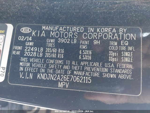 KIA Soul 2014 KNDJN2A26E7062115 Image 9
