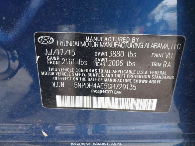 Hyundai ELANTRA SE 2016 5NPDH4AE5GH729135 Image 9
