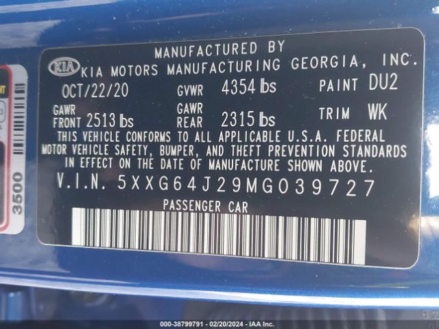 5XXG64J29MG039727 KIA K5 Gt-line
