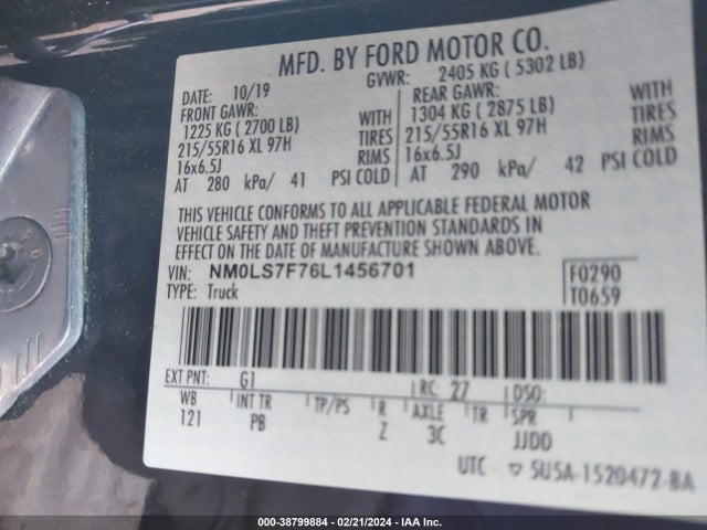 Ford Transit Connect Xlt 2020 NM0LS7F76L1456701 Image 9