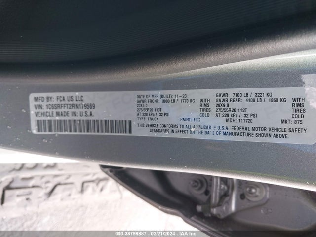 RAM 1500 Big Horn  4x4 5'7 Box 2024 1C6SRFFT2RN179569 Image 9