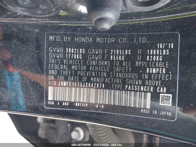 Honda Civic Ex-l 2018 JHMFC1F75JX042974 Image 9