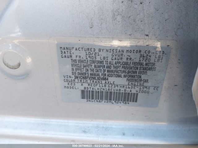 3N1CN8FV2ML924984 Nissan Versa Sr Xtronic Cvt