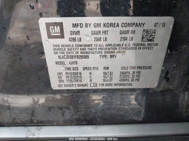KL4CJDSB1FB255909 Buick Encore Premium