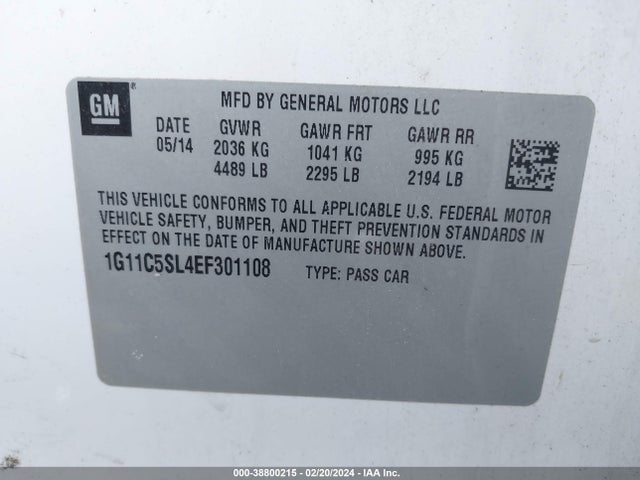 Chevrolet MALIBU 1LT 2014 1G11C5SL4EF301108 Image 9