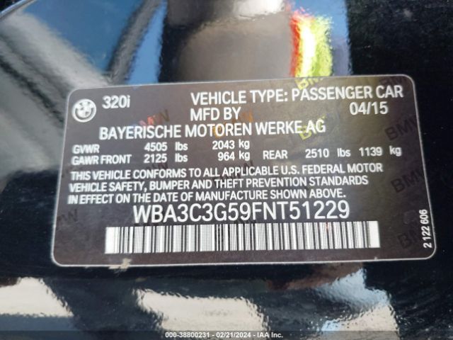 WBA3C3G59FNT51229 BMW 320i Xdrive