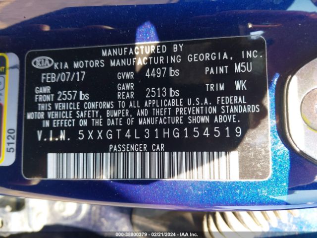 5XXGT4L31HG154519 KIA Optima Lx