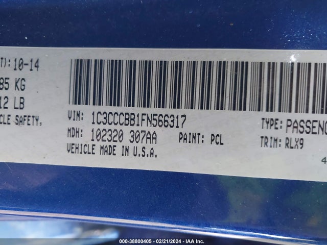 1C3CCCBB1FN566317 Chrysler 200 S