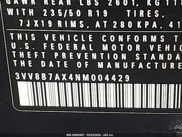 3VV8B7AX4NM004429 Volkswagen Tiguan 2.0t Se R-line Black