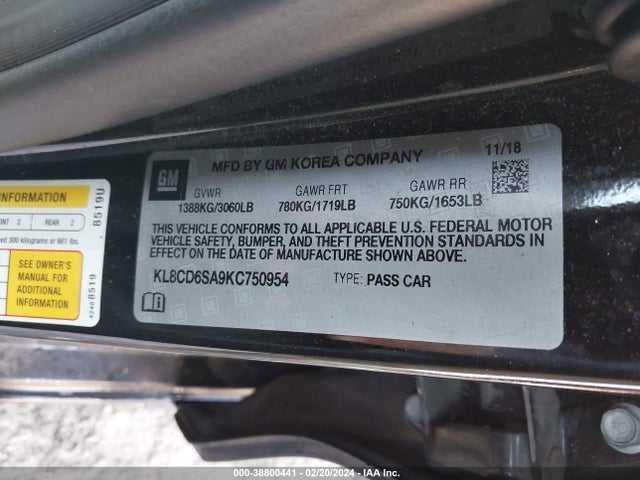 Chevrolet Spark 1lt Cvt 2019 KL8CD6SA9KC750954 Image 9