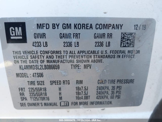 KL4MMDSL2LB086659 Buick Encore Gx Fwd Select