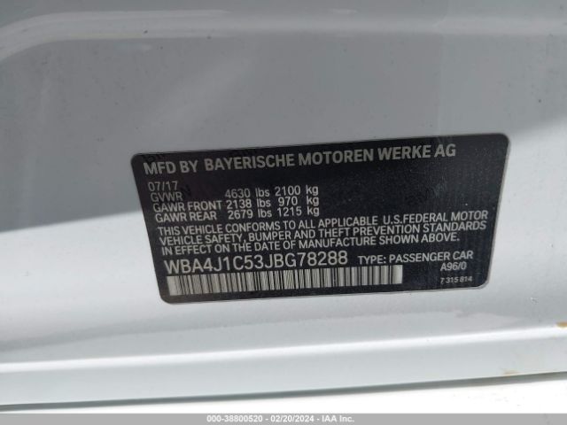 WBA4J1C53JBG78288 BMW 430i Gran Coupe
