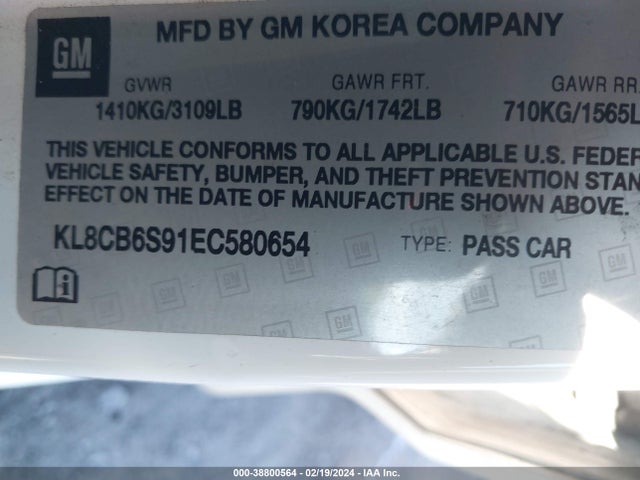Chevrolet Spark Ls Auto 2014 KL8CB6S91EC580654 Image 9