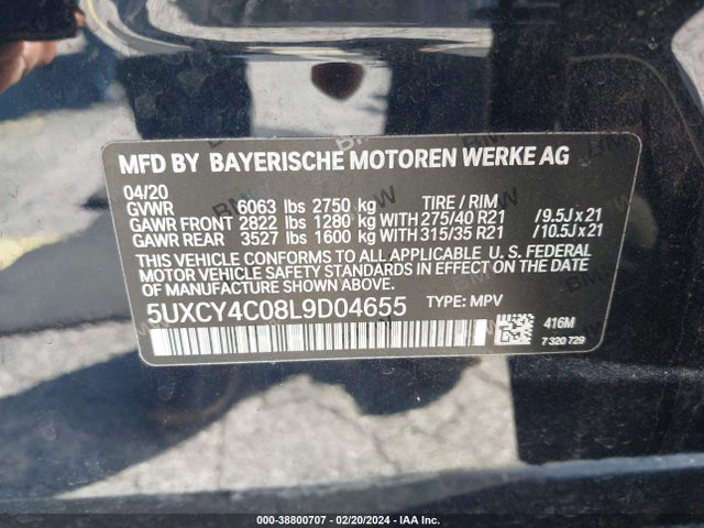 BMW X6 Sdrive40i 2020 5UXCY4C08L9D04655 Image 9