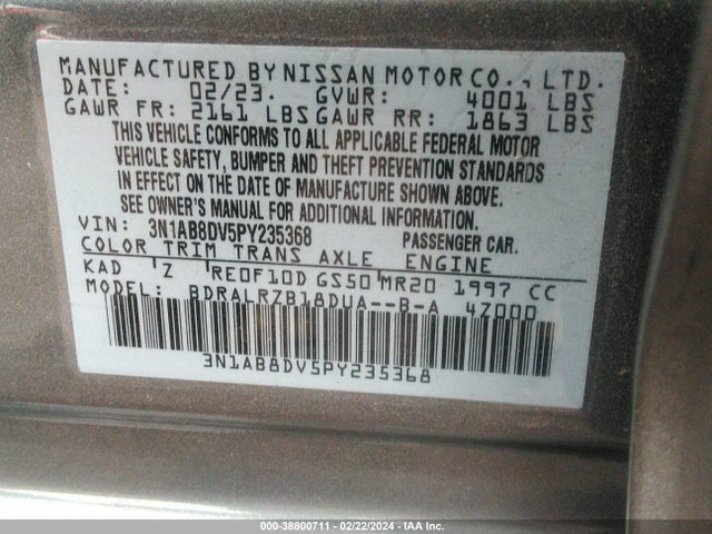 Nissan Sentra Sr Xtronic Cvt 2023 3N1AB8DV5PY235368 Image 9