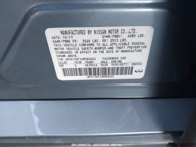JN1EV7AP3JM360422 Infiniti Q50 3.0t Luxe