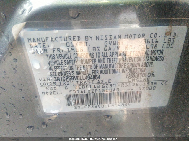 Nissan Kicks S Xtronic Cvt 2020 3N1CP5BV0LL494854 Image 9