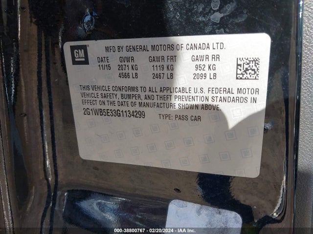 Chevrolet Impala Limited Lt 2016 2G1WB5E33G1134299 Image 9