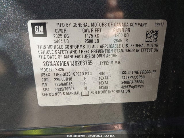 Chevrolet Equinox Premier 2018 2GNAXMEV1J6203765 Image 9