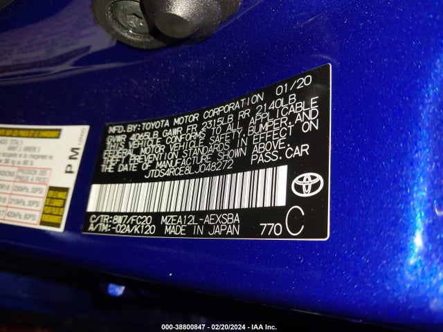 2020 TOYOTA COROLLA SE VIN: JTDS4RCE8LJ048272