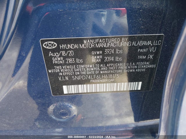 Hyundai ELANTRA SE 2020 5NPD74LF6LH618175 Image 9