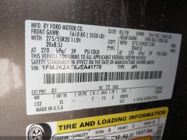 Ford Expedition Max Limited 2018 1FMJK2AT6JEA41770 Image 9