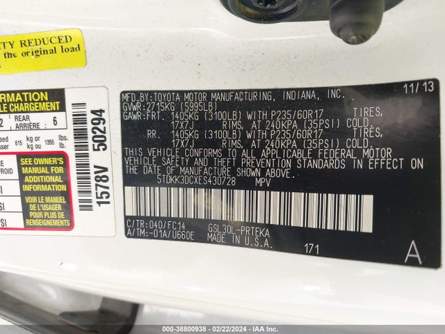Toyota Sienna Le V6 8 Passenger 2014 5TDKK3DCXES430728 Image 9