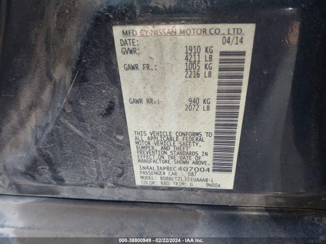 Nissan Altima 2.5 Sv 2014 1N4AL3AP8EC407004 Image 9