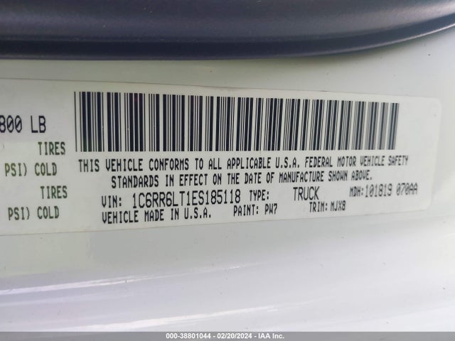 RAM 1500 Big Horn 2014 1C6RR6LT1ES185118 Image 9