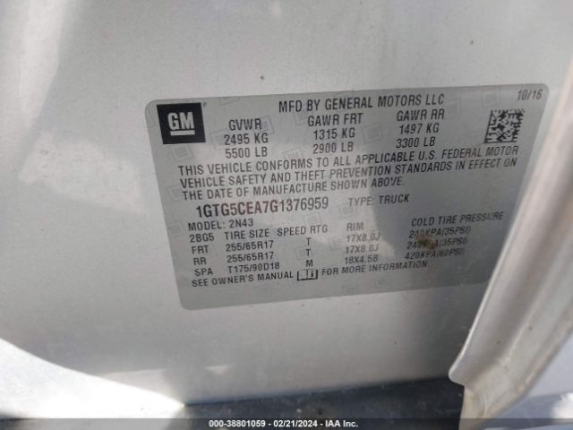 1GTG5CEA7G1376959 GMC CANYON SLE