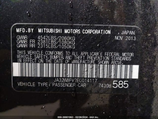 JA32W8FV2EU014117 Mitsubishi Lancer Evolution Gsr