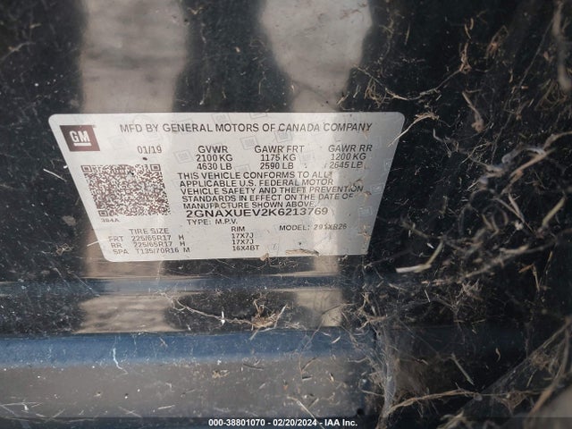 Chevrolet EQUINOX LT 2019 2GNAXUEV2K6213769 Image 9