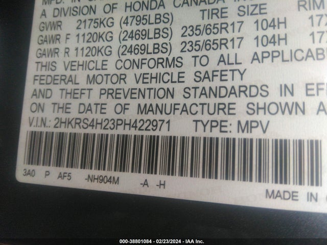 Honda Cr-v Lx Awd 2023 2HKRS4H23PH422971 Image 9