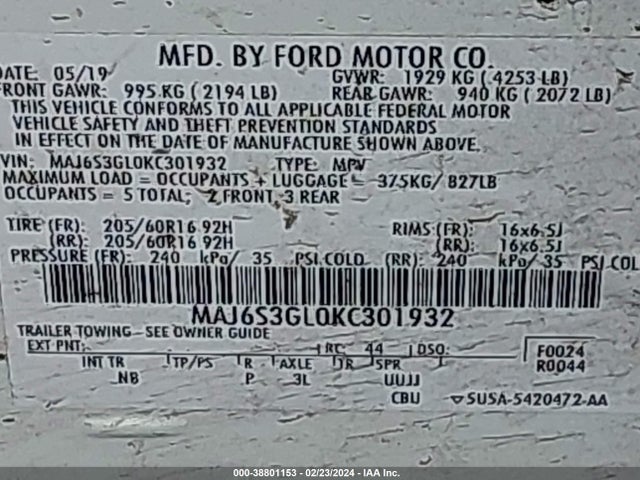Ford Ecosport Se 2019 MAJ6S3GL0KC301932 Image 9