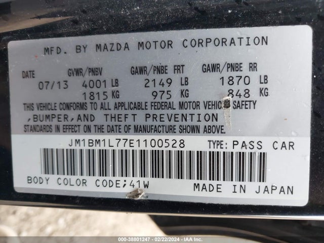 JM1BM1L77E1100528 Mazda Mazda3 I Touring
